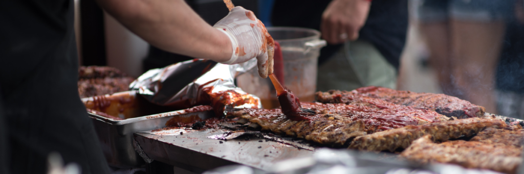 BBQ sauce basted on meat
